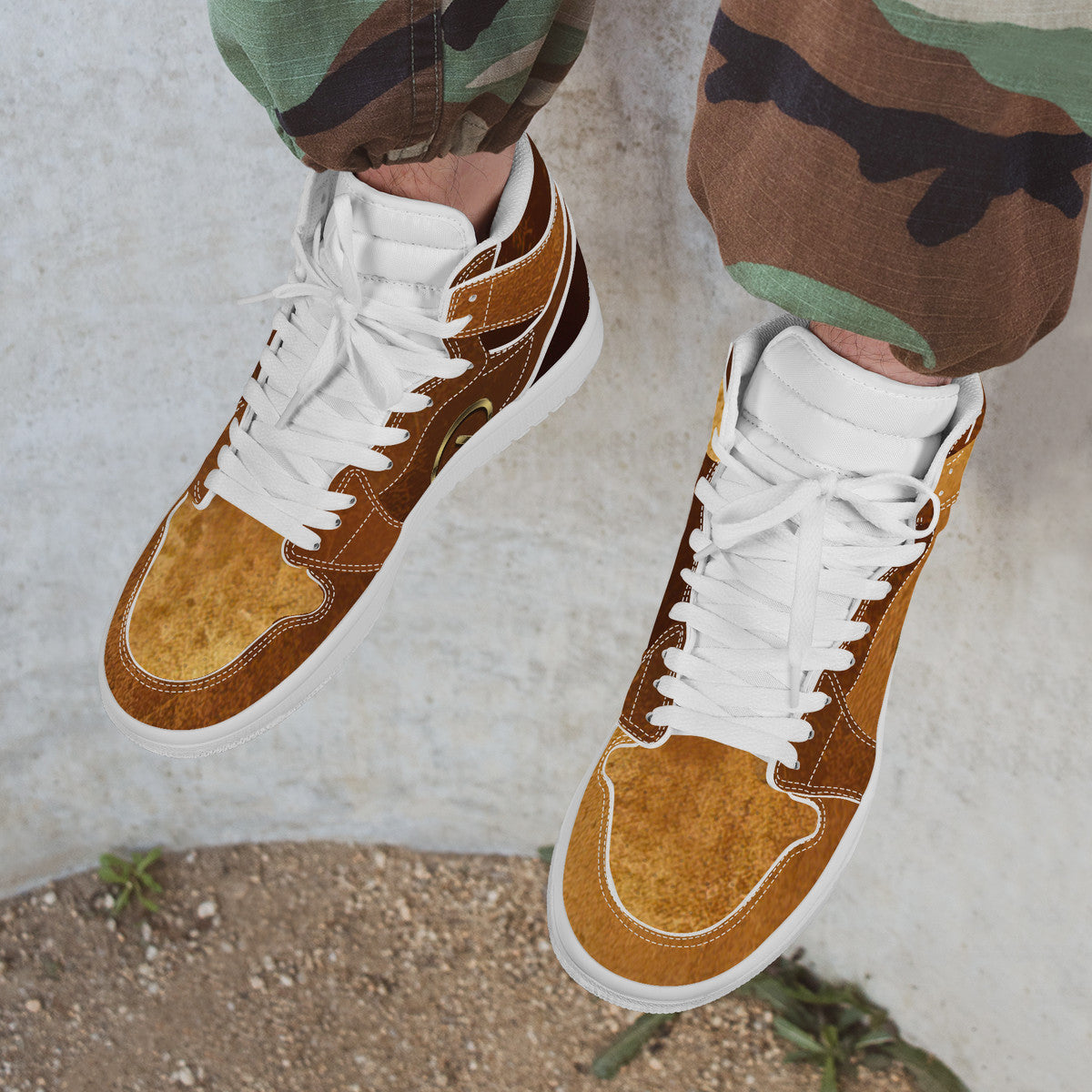 Bronze High Top Synthetic Leather Sneaker