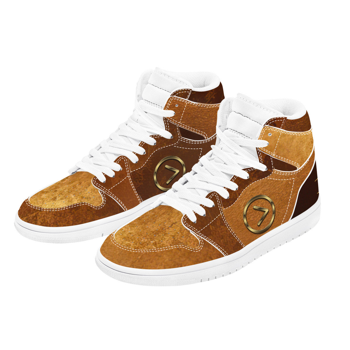 Bronze High Top Synthetic Leather Sneaker