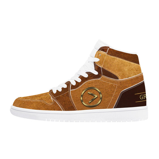 Bronze High Top Synthetic Leather Sneaker