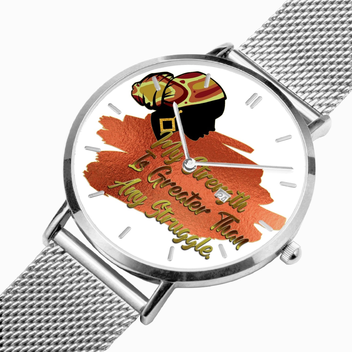 Strong Woman Stainless Steel Perpetual Calendar Quartz Watch (With Indicators)