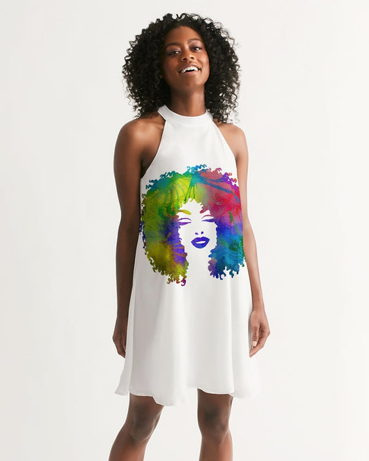 multi colored afro WOMAN Women's Halter Dress