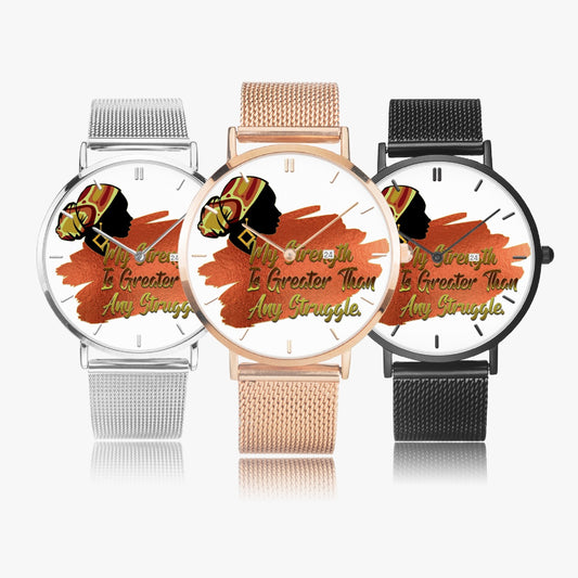 Strong Woman Stainless Steel Perpetual Calendar Quartz Watch (With Indicators)