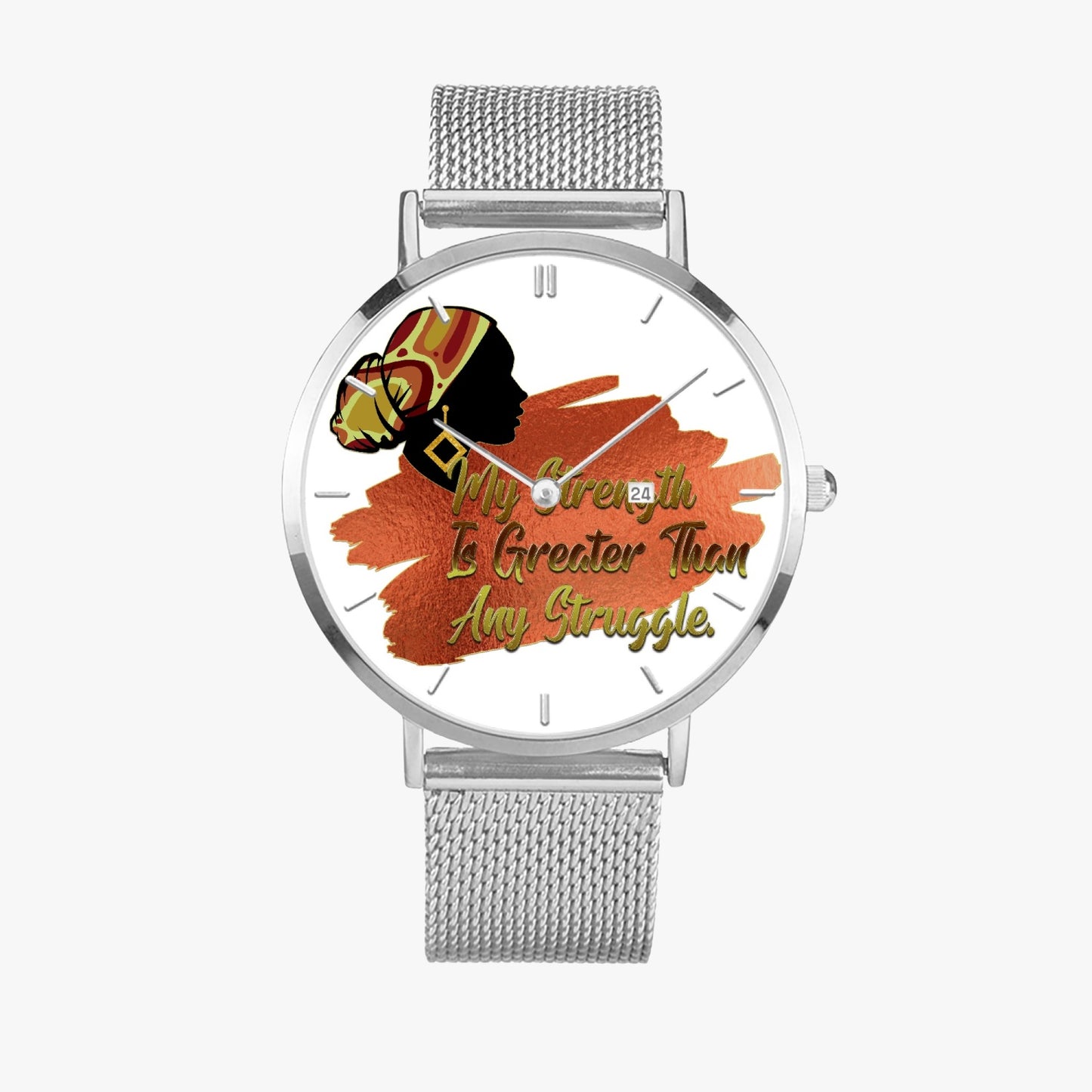 Strong Woman Stainless Steel Perpetual Calendar Quartz Watch (With Indicators)
