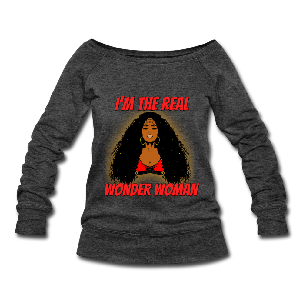 Wonder Woman Wideneck Sweatshirt - heather black