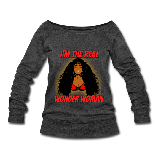 Wonder Woman Wideneck Sweatshirt - heather black