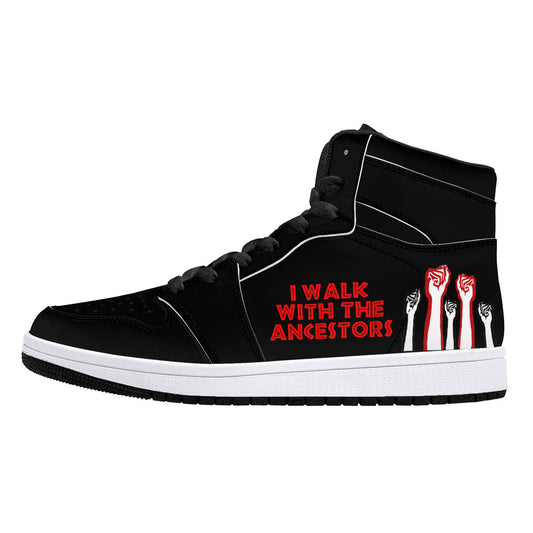 Walking With The Ancestors High-Top Synthetic Leather Sneakers - Black