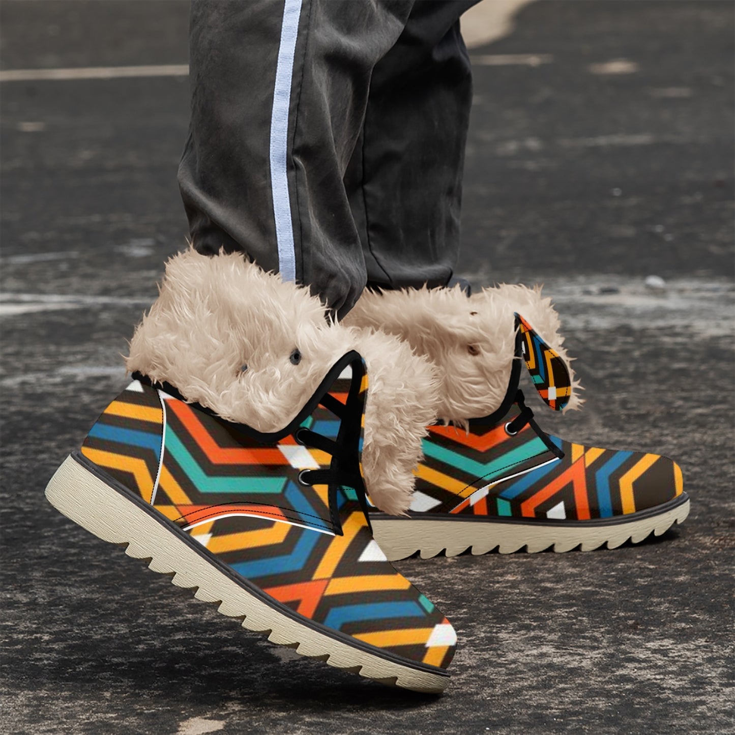 Coat of Many Colors. Cotton-pad Fur Lining Boots