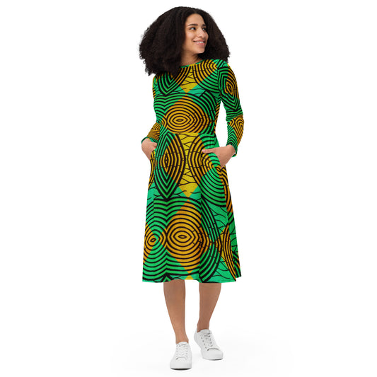 Emerald City long sleeve midi dress