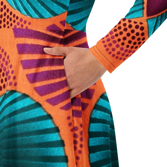 Garden Sunset long sleeve midi dress