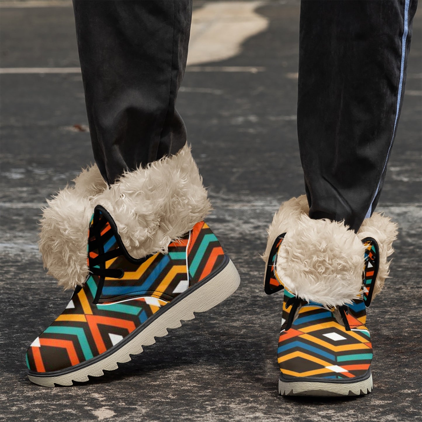 Coat of Many Colors. Cotton-pad Fur Lining Boots