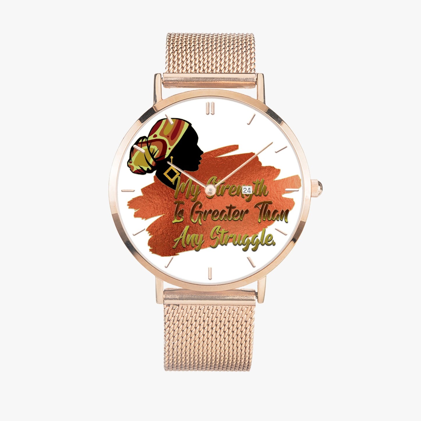 Strong Woman Stainless Steel Perpetual Calendar Quartz Watch (With Indicators)
