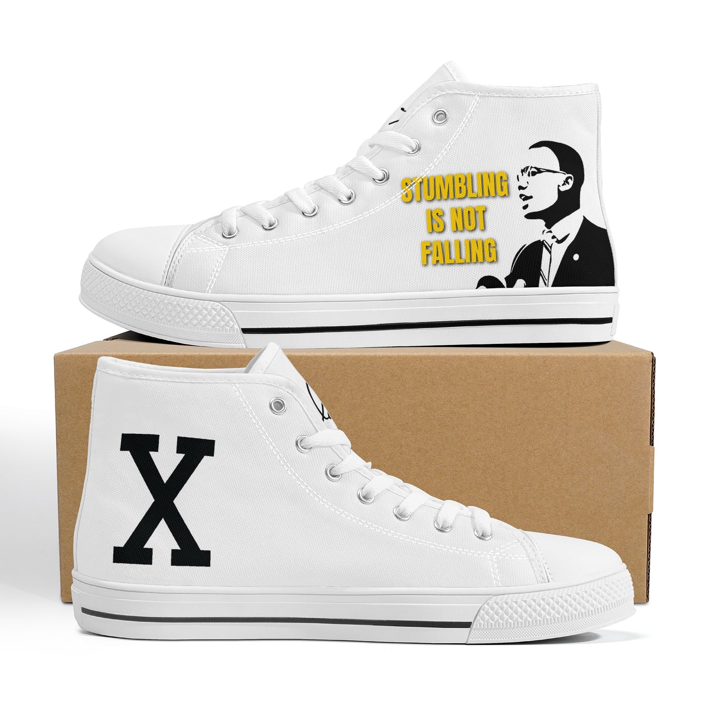 Brother Malcolm High-Top Canvas Shoes With Customized Tongue - White