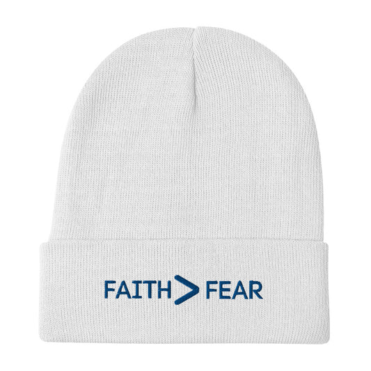 Faith Greater Than Fear-Embroidered Beanie