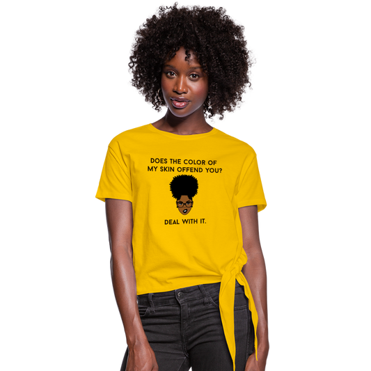 Deal With It-Women's Knotted T-Shirt - sun yellow