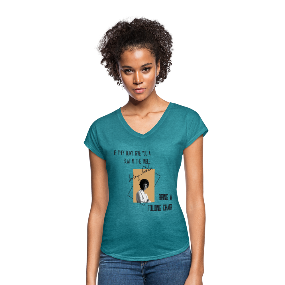 Shirley Chisholm-Women's Tri-Blend V-Neck T-Shirt - heather turquoise