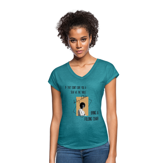 Shirley Chisholm-Women's Tri-Blend V-Neck T-Shirt - heather turquoise