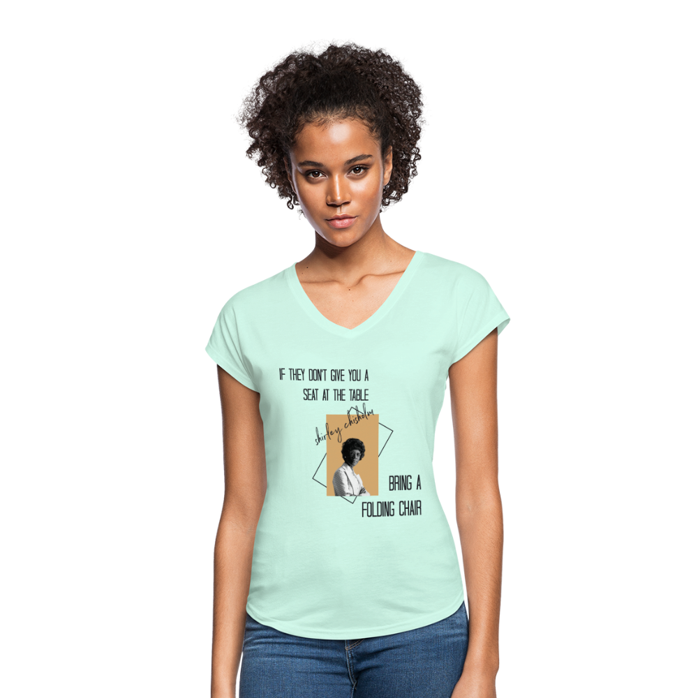 Shirley Chisholm-Women's Tri-Blend V-Neck T-Shirt - mint