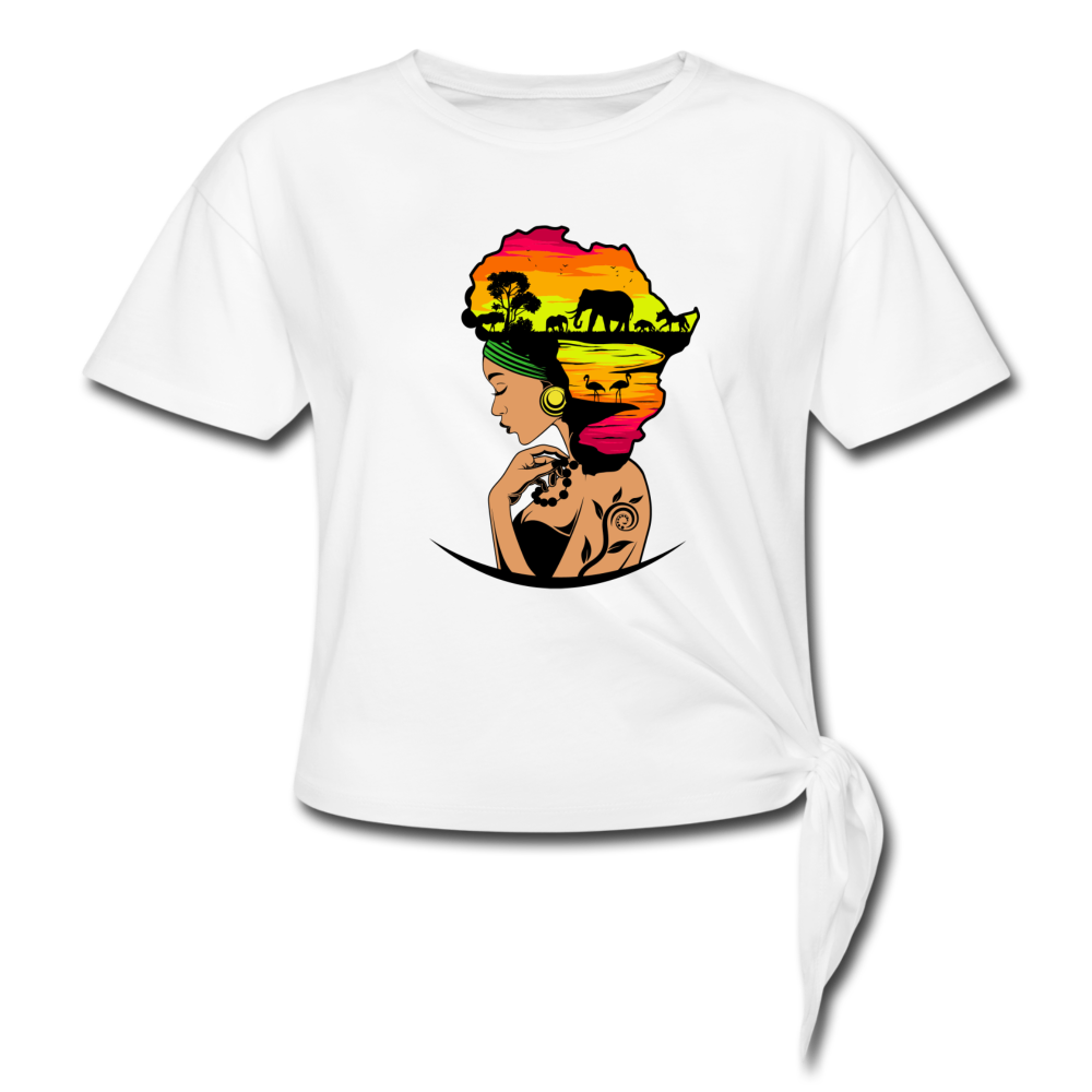 No Place Like Home. Women's Knotted T-Shirt - white