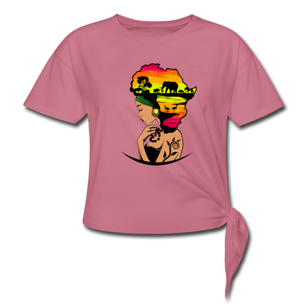 No Place Like Home. Women's Knotted T-Shirt - mauve