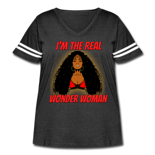 Wonder Woman- Curvy Vintage Sport T-Shirt - vintage smoke/white