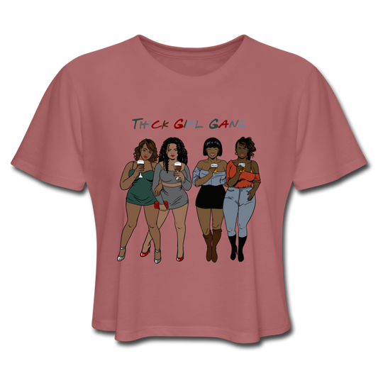 Thick Girl Gang-Women's Cropped T-Shirt - mauve