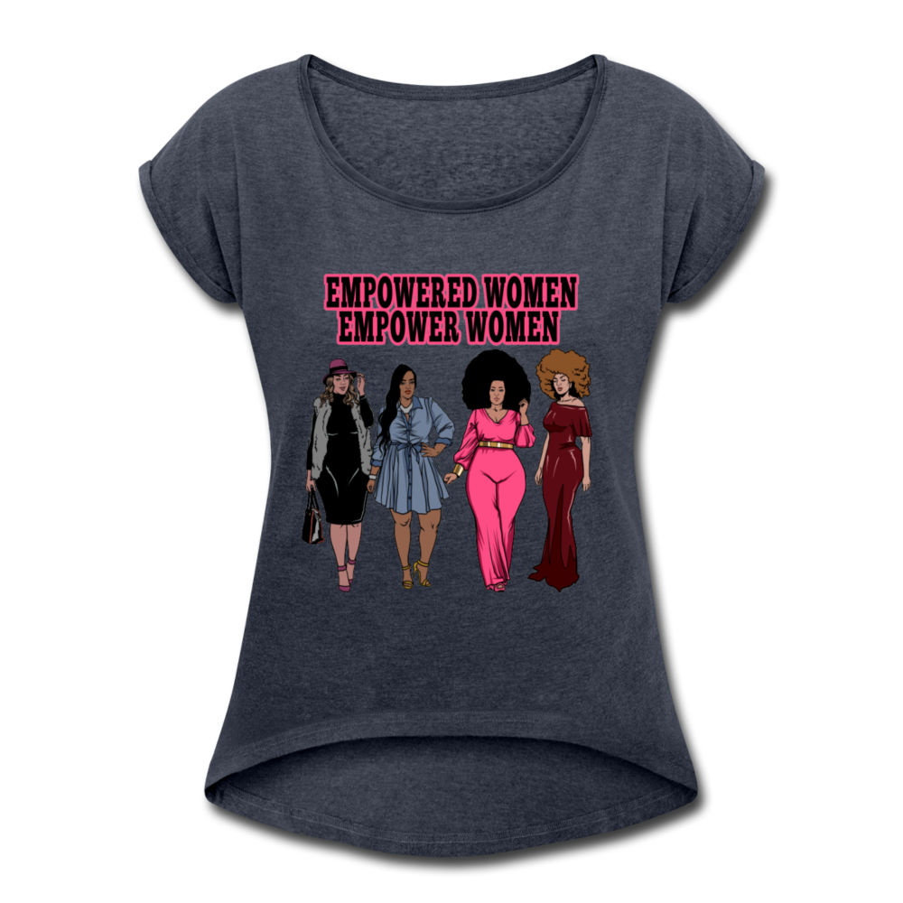 Empowered Women's Roll Cuff T-Shirt - navy heather
