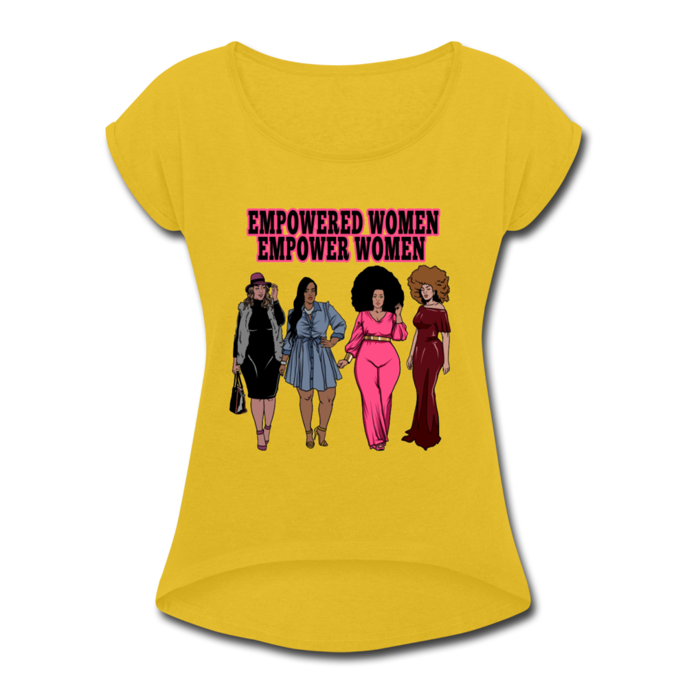 Empowered Women's Roll Cuff T-Shirt - mustard yellow