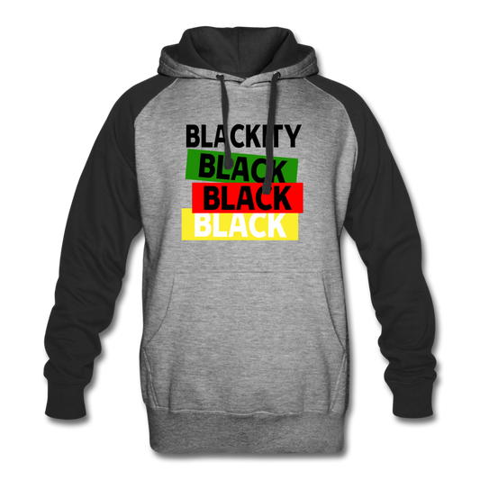 Proud to be Black-Colorblock Hoodie - heather gray/black