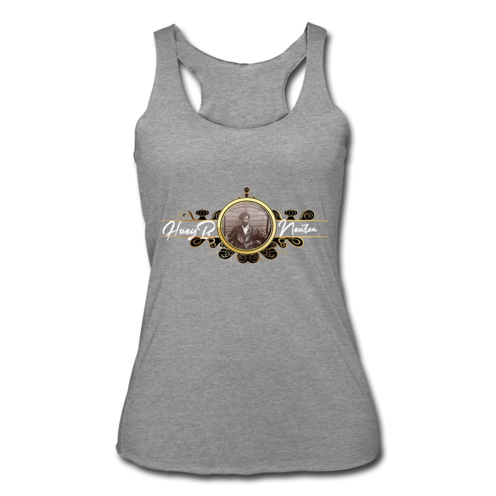 Huey P Newton-Women’s Tri-Blend Racerback Tank - heather gray