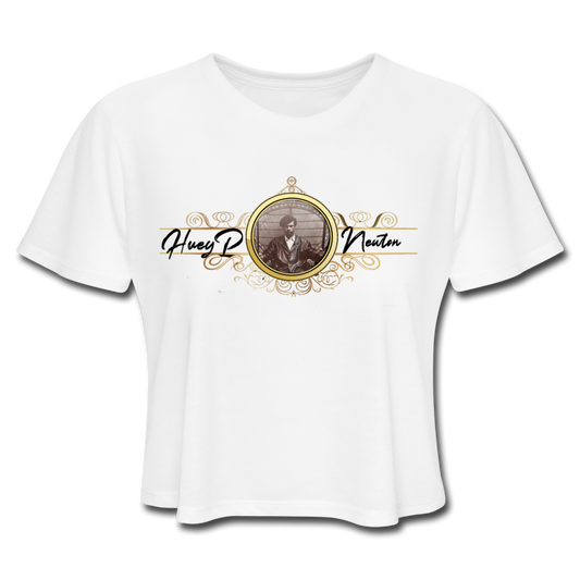 Huey P. Newton-Cropped T-Shirt - white