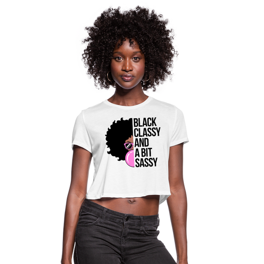 Black, Sassy and Classy-Women's Cropped T-Shirt - white