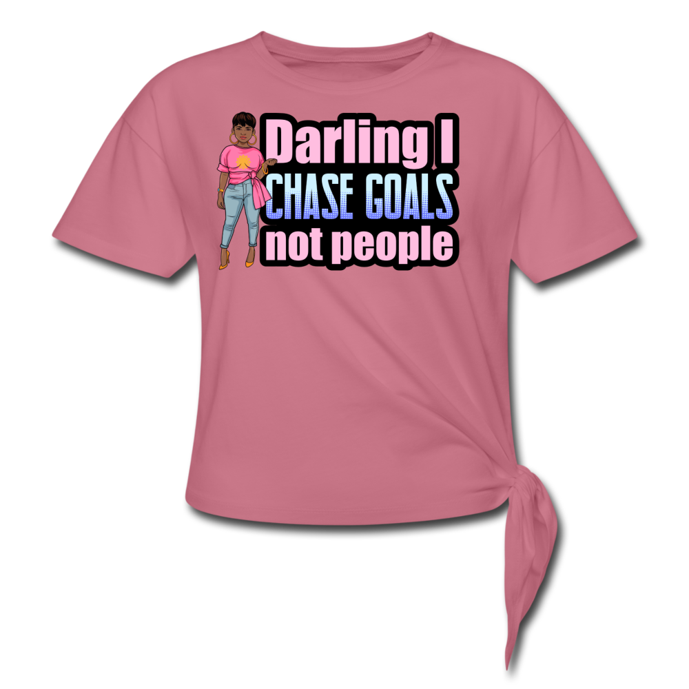 Goal Chaser-Women's Knotted T-Shirt - mauve