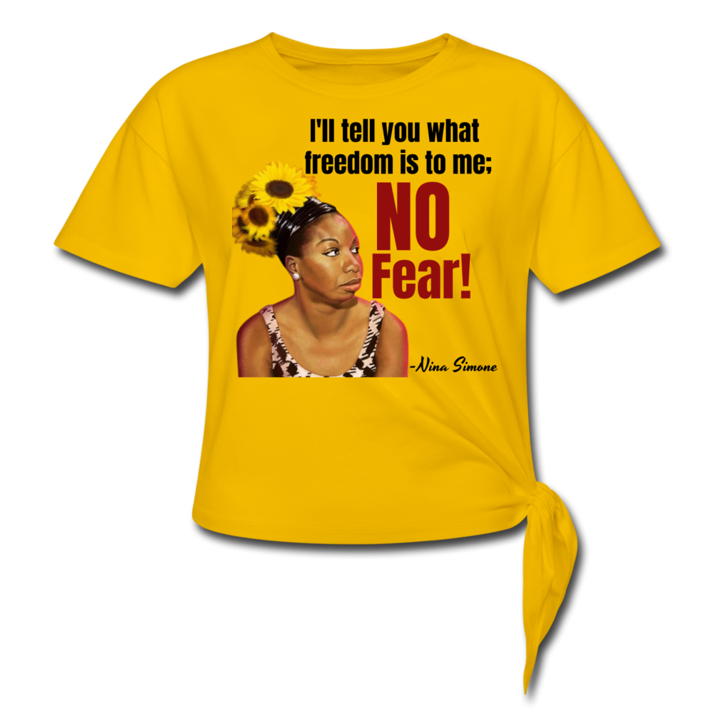 Nina Simone-Women's Knotted T-Shirt - sun yellow