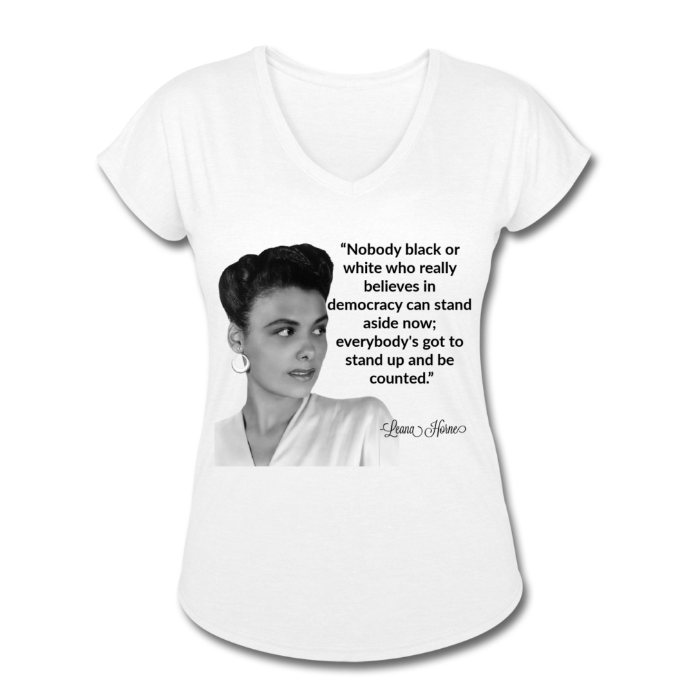 Leana Horne-Women's Tri-Blend V-Neck T-Shirt - white