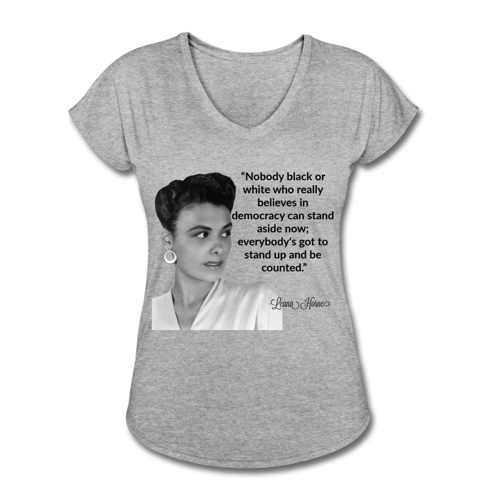 Leana Horne-Women's Tri-Blend V-Neck T-Shirt - heather gray