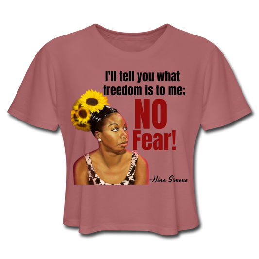 Nina Simone-Women's Cropped T-Shirt - mauve