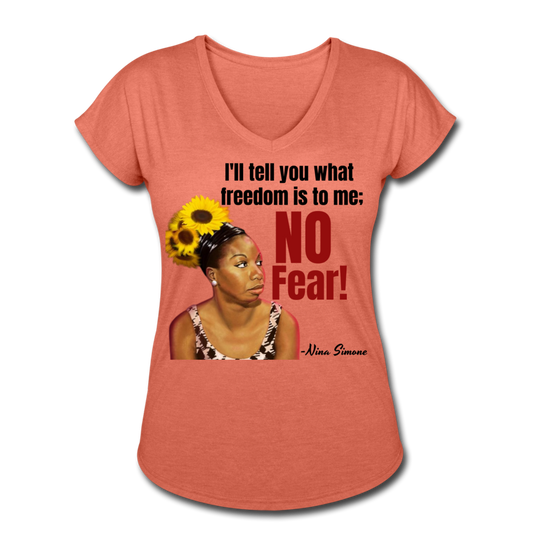 Nina Simone-Women's Tri-Blend V-Neck T-Shirt - heather bronze