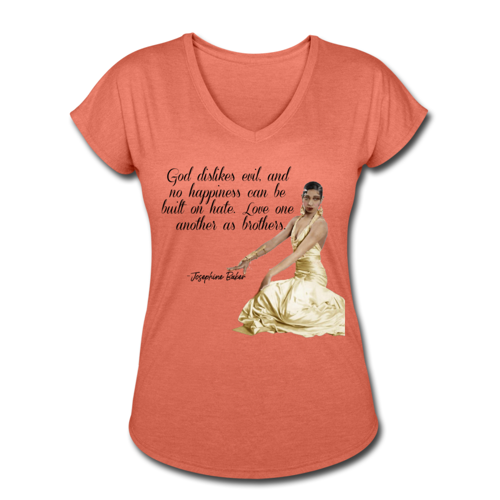 Josephine Baker-Women's Tri-Blend V-Neck T-Shirt - heather bronze