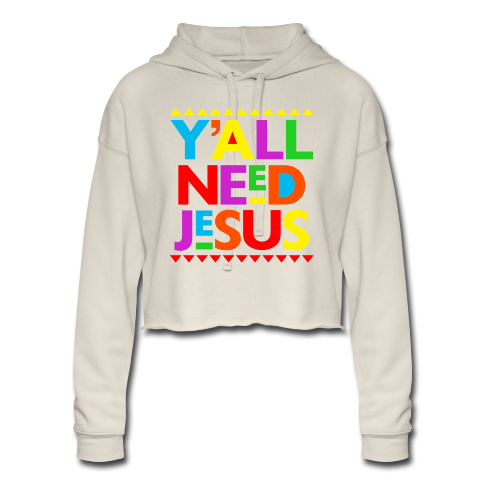 Yall Need Jesus-Women's Cropped Hoodie - dust