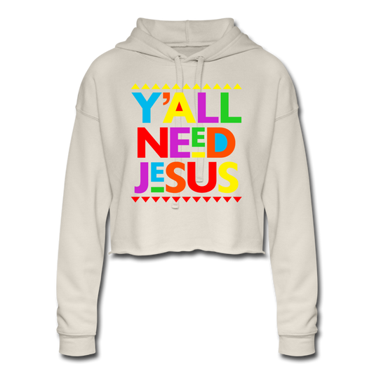 Yall Need Jesus-Women's Cropped Hoodie - dust