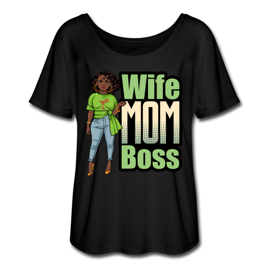 Wife, Mom, Boss Women’s Flowy T-Shirt - black