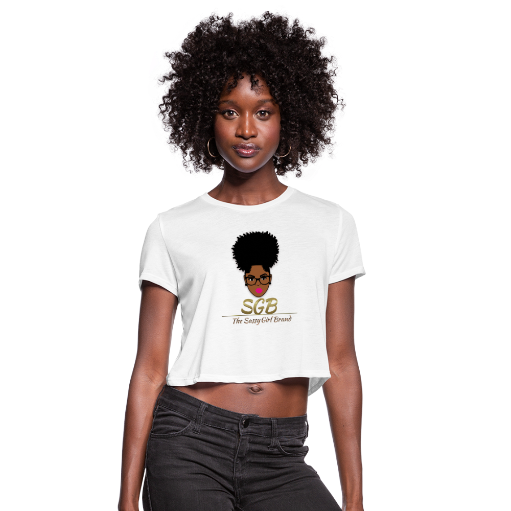 Sassy Girl Brand-Women's Cropped T-Shirt - white
