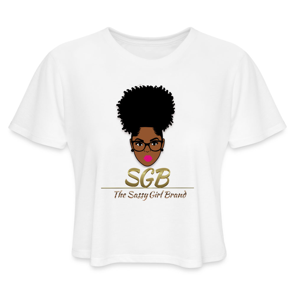 Sassy Girl Brand-Women's Cropped T-Shirt - white
