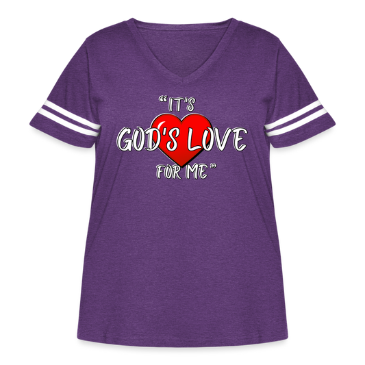 God's Love Women's Curvy Vintage Sport T-Shirt - vintage purple/white