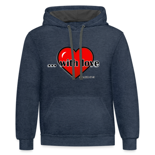 With Love Contrast Hoodie - indigo heather/asphalt