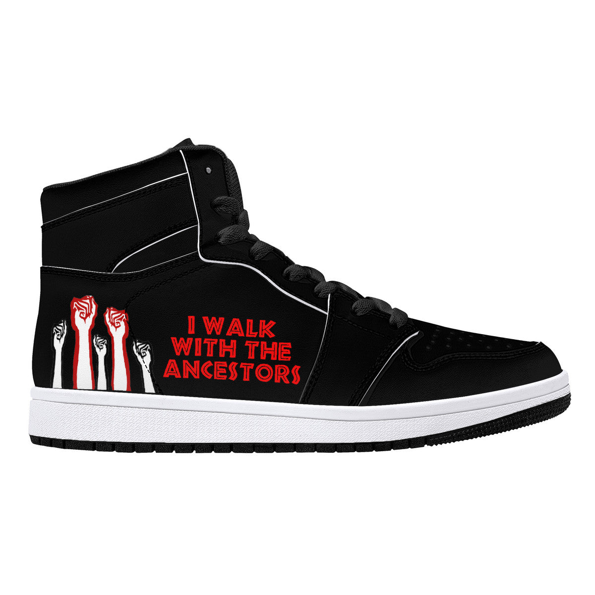 Walking With The Ancestors High-Top Synthetic Leather Sneakers - Black